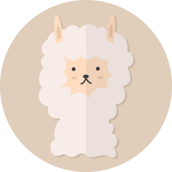 alpaca face icon, Cute animal icon in circle. png