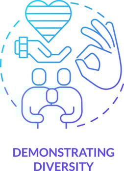 Demonstrating diversity blue gradient concept icon. Raising child. Benefit of same-sex parenting abstract idea thin line illustration. Isolated outline drawing vector