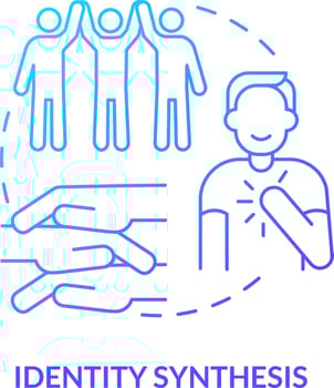 Identity synthesis blue gradient concept icon. Sexual orientation and identity. Stage of coming out abstract idea thin line illustration. Isolated outline drawing vector