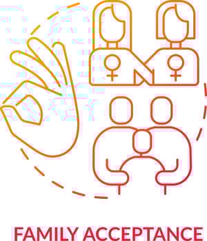 Family acceptance red gradient concept icon. Relationship conflict. Issue within LGBT couples abstract idea thin line illustration. Isolated outline drawing vector