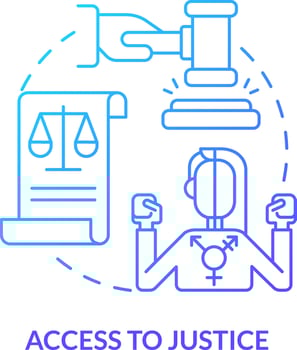 Access to justice blue gradient concept icon. Equal protection under law. LGBT community program abstract idea thin line illustration. Isolated outline drawing vector