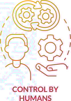 Control by humans red gradient concept icon. Changing algorithm. Disadvantage of AI marketing abstract idea thin line illustration. Isolated outline drawing vector