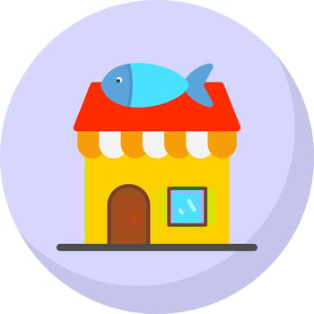 Fish Shop Vector Icon Design