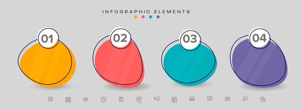 Business Infographic Elements Design with Colorful Four Options. vector