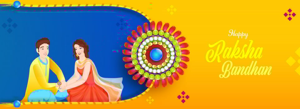 Illustration of Happiness Young Girl Tying Rakhi on Her Brother's Wrist for Happy Raksha Bandhan Celebration. vector