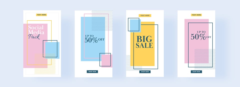 Social Media Template or Flyer Design Set with Best Discount Offer for Sale. vector