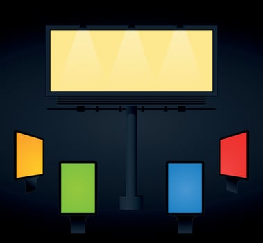 Publicity boards for information placing. A vector illustration