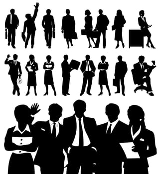 Black silhouettes of businessmen. A vector illustration