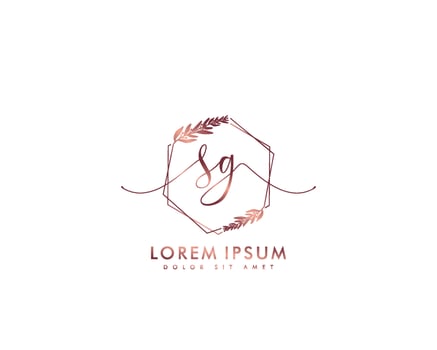 Initial letter SG Feminine logo beauty monogram and elegant logo design, handwriting logo of initial signature, wedding, fashion, floral and botanical with creative template vector