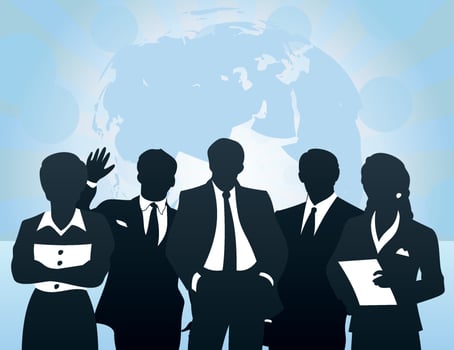 Black silhouettes of businessmen. A vector illustration