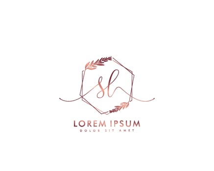 Initial letter SL Feminine logo beauty monogram and elegant logo design, handwriting logo of initial signature, wedding, fashion, floral and botanical with creative template vector
