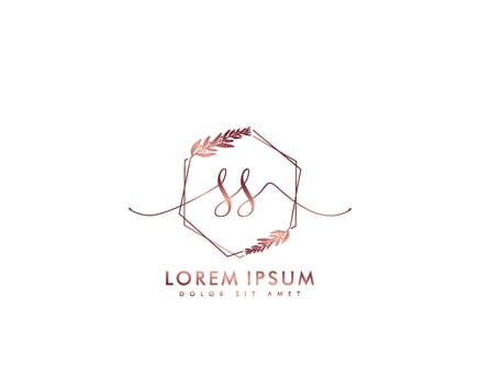 Initial letter SS Feminine logo beauty monogram and elegant logo design, handwriting logo of initial signature, wedding, fashion, floral and botanical with creative template vector