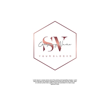 Initial letter SV Feminine logo beauty monogram and elegant logo design, handwriting logo of initial signature, wedding, fashion, floral and botanical with creative template vector