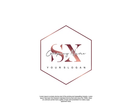 Initial letter SX Feminine logo beauty monogram and elegant logo design, handwriting logo of initial signature, wedding, fashion, floral and botanical with creative template vector