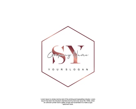 Initial letter SY Feminine logo beauty monogram and elegant logo design, handwriting logo of initial signature, wedding, fashion, floral and botanical with creative template vector