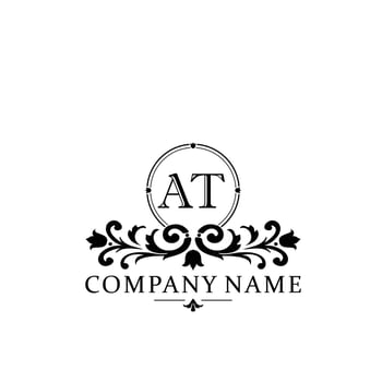 letter AT floral logo design. logo for women beauty salon massage cosmetic or spa brand vector