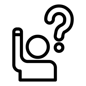 Man with question mark icon. Black and white illustration. Outline linear pictogram on Transparent Background png