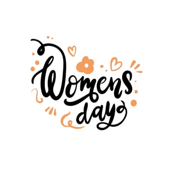 International Women's Day arabic calligraphy doodle style. Congratulations to the Arab countries.Can use for greeting card, poster or banner.Isolated on white background.Vector illustration vector