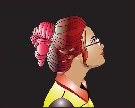 Modern girl  with black background vector