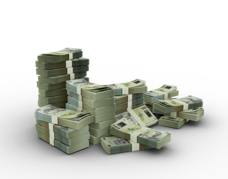 Stack of Romanian Leu notes. 3d rendering of bundles of money isolated on transparent background png
