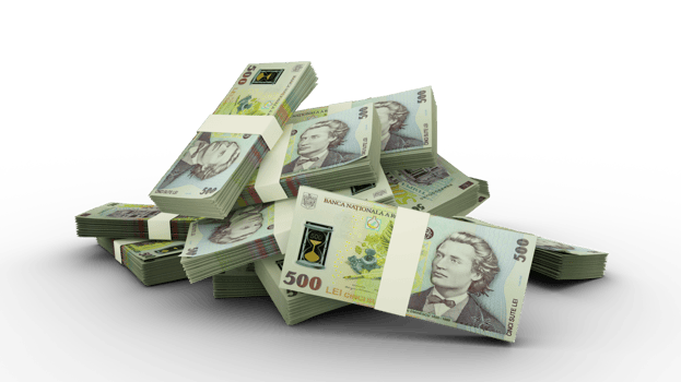 3D Stack of Romanian Leu notes png