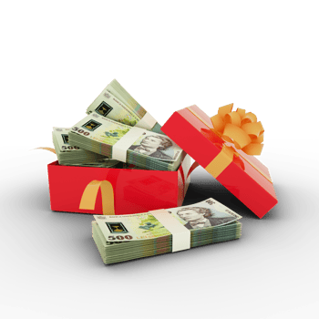 Romanian leu notes inside an open red gift box. Romanian leu inside . 3d rendering of money inside box isolated on transparent background png