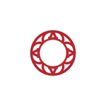 Decorative inspirational icon in red tones, catchy minimalist angular and round logo vector