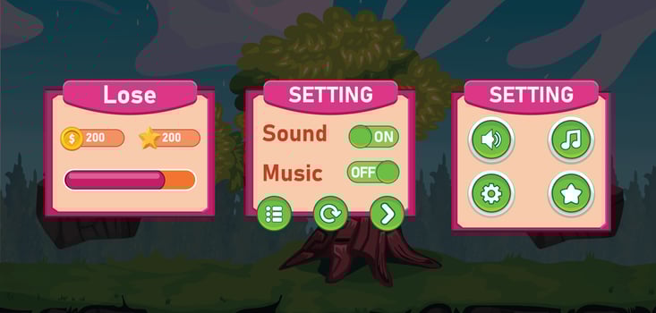 List of mobile games , Game UI kit ,  user interface ui - ux vector