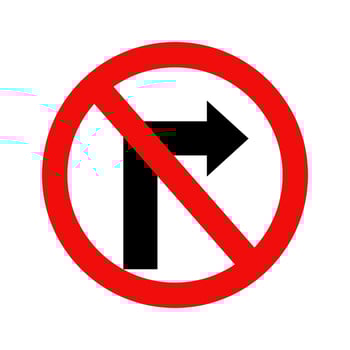 Do not turn right traffic road sign isolate on white background. vector