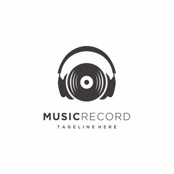 Vinyl dj music cd disc logo design icon vector
