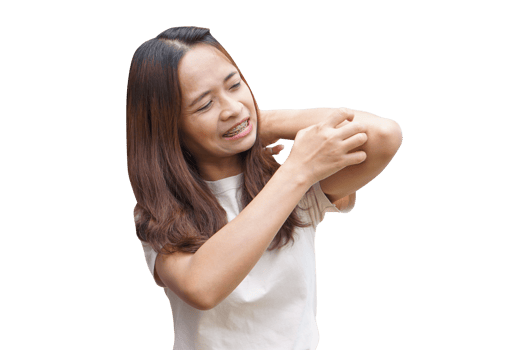 Asian woman having an itchy arm png