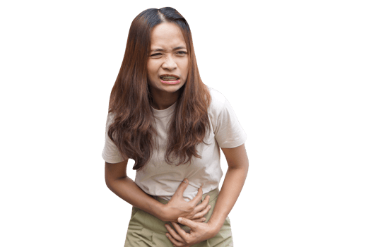 Asian woman having stomachache, menstrual pain png
