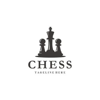 Chess King Pawns Vintage Logo Design Ideas vector
