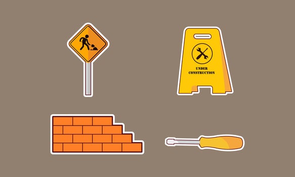 Construction equipment sticker icons vector