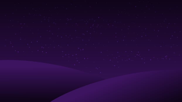 night landscape cartoon scene. hills and dark starry sky with blank space vector