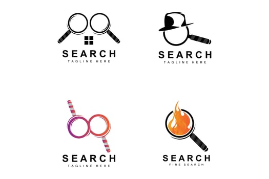 Search Logo Design, Detective Illustration, Home search, Glass Lens, Company Brand Vector