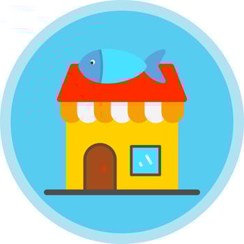 Fish Shop Vector Icon Design