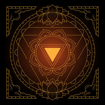Manipura cakra symbol willpower self confidence yoga meditation vector