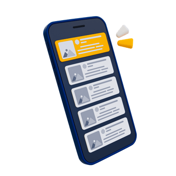 3d minimal featured content. stand-out content. Content optimization and advertising. content marketing concept. smartphone with highlighted content. 3d illustration. png