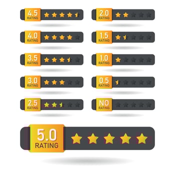 Review rating icon in flat style. Customer feedback vector illustration on isolated background. Survey evaluation sign business concept.