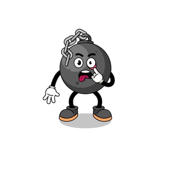 Character Illustration of wrecking ball with tongue sticking out vector