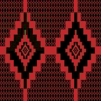 Seamless fabric geometric pattern in red on a black background. vector