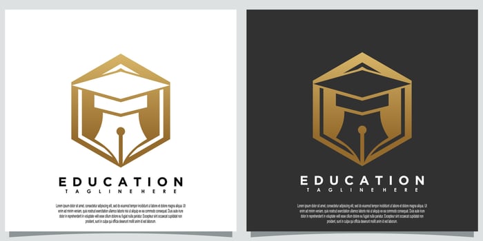 education logo template with  pen creative concept vector