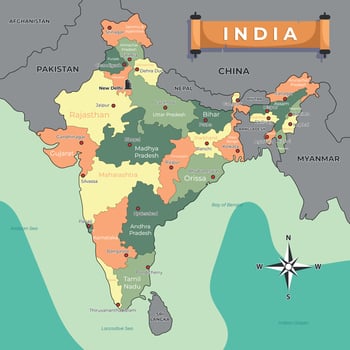 Country Map of India vector