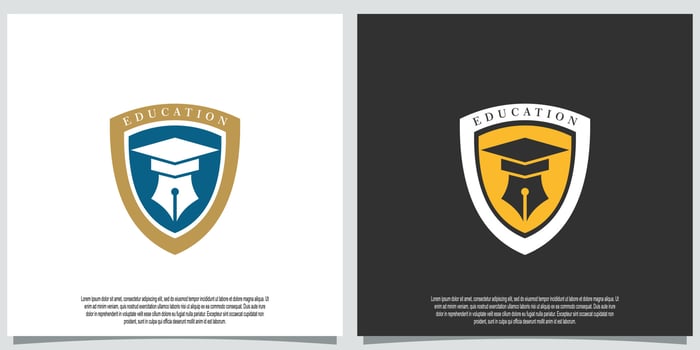 education logo template with  pen creative concept vector