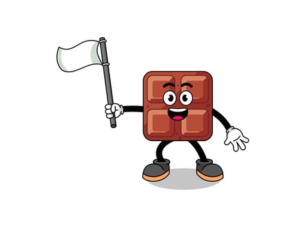 Cartoon Illustration of chocolate bar holding a white flag vector