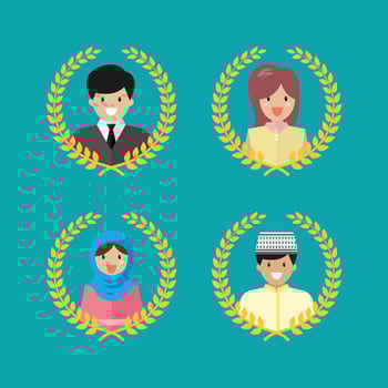 Honor men and women with golden wreath collection vector