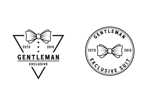 Bow Tie Bowtie Tuxedo Suit Gentleman Fashion Tailor Clothes Vintage Classic Logo design vector