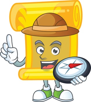 Chinese gold scroll cartoon character style vector