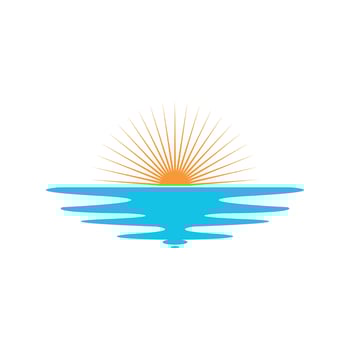 wave sun logo icon vector illustration design